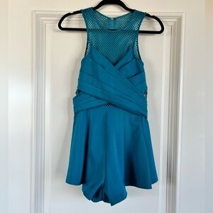 Teal Romper with Mesh Top